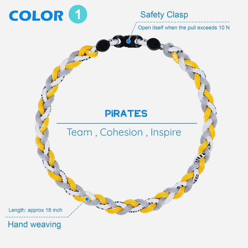 SUPBOMM 3 pcs Baseball Rope Necklaces, League Team Colors Braided Necklace, Baseball Team Gifts - Image 2